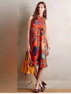 Anthropologie Maeve Larkhill Silk Trapeze Swing Dress S thumbnail 16