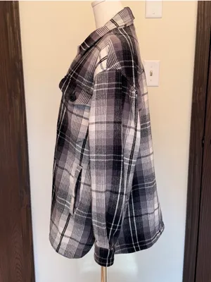 Lucky Brand black and gray long line shacket thumbnail 6