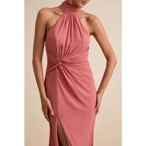 NWT Lulus Lavinia Rusty Rose Mock Neck Backless Maxi Dress Bridesmaid Gala Sz L thumbnail 9
