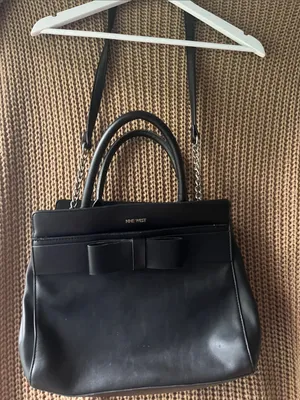 Nine West Black Satchel with Bow Detail thumbnail 1