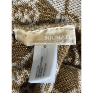 Michael Kors Scarf Reversible Infinity Ivory/Gold‎ Metallic MK Logo Soft OS thumbnail 5