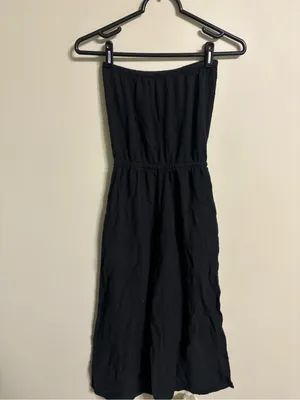 Aerie Strapless Jumpsuit Romper Cotton Gauze Black Size XXS Wide Leg Resort thumbnail 2