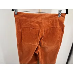 By Anthropologie Orange Corduroy Cropped Flare Pants Patch Pockets Size 6 thumbnail 7