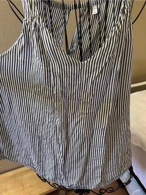 Coastal grandma flowy nautical stripe tank / Old Navy Black XL thumbnail 1