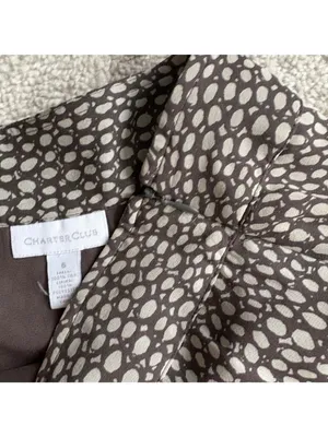 Charter Club Brown Cream Printed Pleated Midi 100% Silk Skirt Lined Flowy Sz 6 thumbnail 6