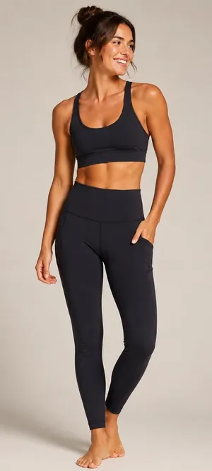 Athleta Interval Stash 7/8 Tight Black High Rise Leggings 821389-03 Small thumbnail 1