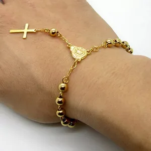 Stainless Steel Cross Pendant Bead Bracelet thumbnail 6