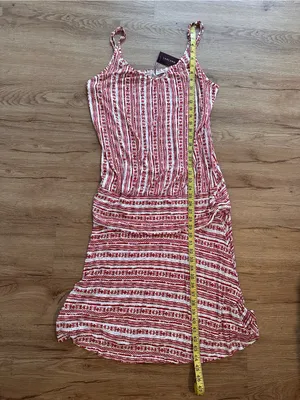 LASCANA NEW Red White Boho Print Convertible Midi Dress Size 16 resortwear thumbnail 4