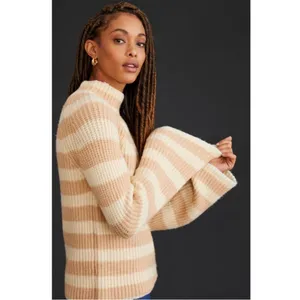 Anthropologie Maeve Striped Turtleneck Wool Blend Large NEW Tags thumbnail 2