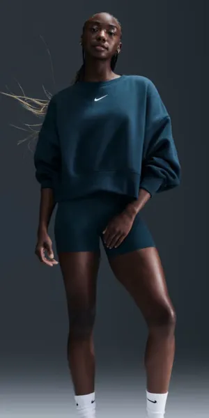 Nike Sportswear Phoenix Fleece Crewneck Sweatshirt Oversized XL Teal NWT thumbnail 1