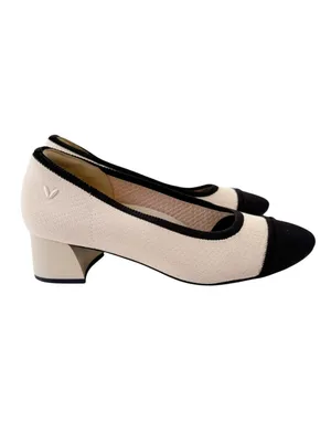 Vivaia Julie Pro Round Toe Chunky Heels in Black Beige Size 36 thumbnail 4
