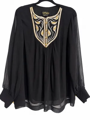 Bob Mackie Wearable Art black & gold blouse thumbnail 1