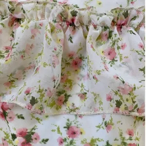 NSR‎ Floral Halter Ruffle Tiered Mini Dress Cream Pink XS CD9975 Made in USA thumbnail 5