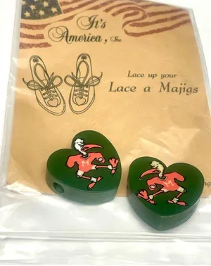 Handmade Vintage UNIVERSITY OF MIAMI HURRICANES Wood Lace-A-Majigs for Shoe Laces - New thumbnail 1