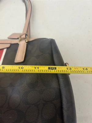 Coach Nancy Satchel Signature Brown Logo Print Purse Bag EUC thumbnail 13