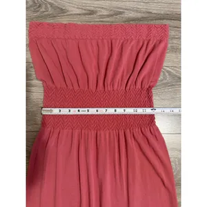 Lark + Grey Maxi Dress S/M Pink Strapless Smocked‎ Waist Rose Tube Summer Beach thumbnail 7