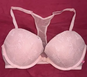 Victoria's Secret Peach Front Close Lace Push Up Underwired Bra Women's Size 34D thumbnail 1
