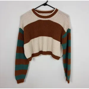 American Eagle Mixed Stripe Boxy Cropped Sweater Pullover Ginny & Georgia XS thumbnail 3