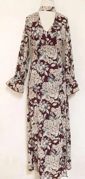Honey Belle Choker Floral Retro Slit Maxi Dress thumbnail 5