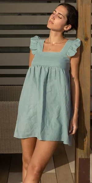 Princess Polly Luca + Grae Sage green square neck babydoll dress with pockets thumbnail 1