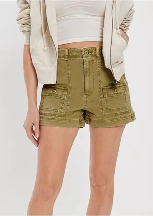 American Eagle High Rise Stretch Shorts Green Size 6 Utility Style thumbnail 1