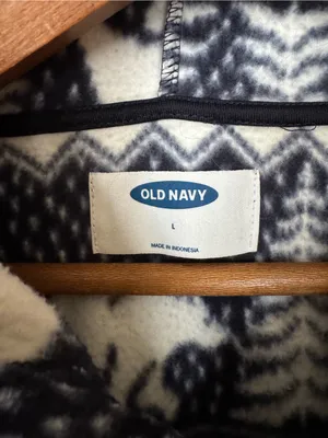 Old Navy Navy White Fleece Hooded Polar Bear Winter Print Pajamas Onesie Large thumbnail 4