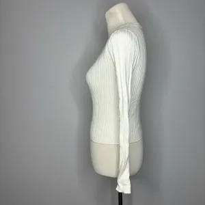 Forever 21- White Ribbed Long Sleeve Top thumbnail 3