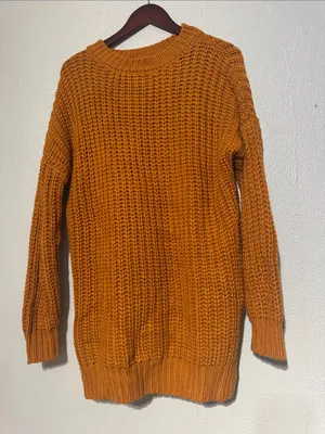 Zenana Premium Mustard Yellow Chunky Waffle Open Knit Pullover Sweater Size S thumbnail 1