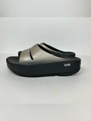 OOFOS OOmega OOahh Luxe Womens Size 8.0 Latte Platform Recovery Slide Sandals thumbnail 2
