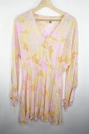 Amuse Society Constellation Pink Yellow Bone Floral Mini Dress Womens Small‎ S thumbnail 1