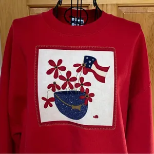 Retro Jerzees Patriotic Grandma Sweatshirt Red White & Blue Size Large thumbnail 2