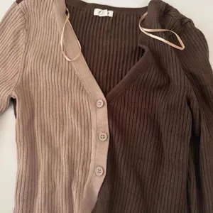 Garage Women’s Button Down Knit Crop Top in Beige & Brown, Small thumbnail 6