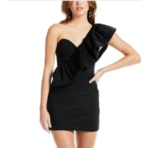 NWT Katie May Take Flight Ruffled One Shouldered Mini Dress Black size Small‎ thumbnail 11