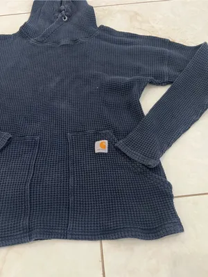 Carhartt Navy Blue Thermal Waffle Hoodie Size XS thumbnail 2