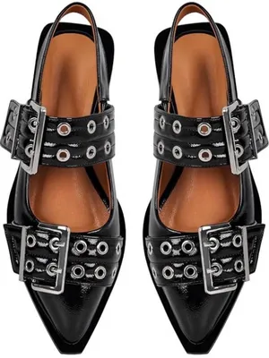 Buckle Slingback Ballet Flats Women Size 9 Wide Welt Strappy Ballerina Shoes thumbnail 1