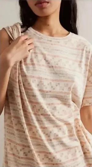 NWT Womens Free People Nina Boheme Printed Tee in Taupe short sleeve tshirt sz S thumbnail 1