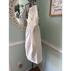 NWT $178 Faherty Organic Cotton Smocked‎ Short Sleeve Ramona Dress White Medium thumbnail 8