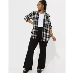 Torrid Black Lizzie Crinkle Flannel Gauze‎ Button Up Tunic Size 2X thumbnail 2
