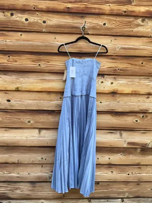 O.p.t. Few Moda Blue Size 2 ADA Pleated Strapless Midi Dress thumbnail 11