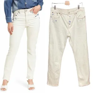 Maje Acid Wash Straight Leg Jeans White Denim Size 40 / US‎ 8 thumbnail 2