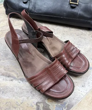 Dansko Brown Leather Slingback Sandals EU 38 Boho Comfort Wedge Platform thumbnail 1