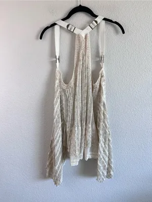 NWT Free People Women's Pretty Cool Boho Mixed Media Ivory Combo Vest‎ Duster thumbnail 3