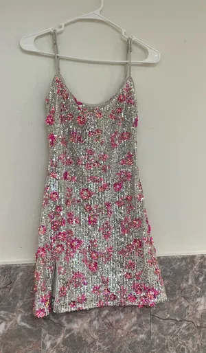 Lovers and Friends Maria Sequin Mini Dress in Silver And Pink | SIZE XS thumbnail 1