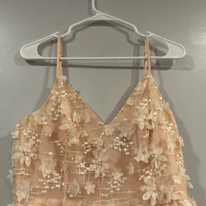Lulus Feeling Flirty Blush Pink Floral Applique Dress Large L thumbnail 3