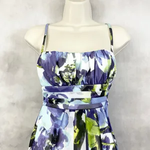 Y2K Floral Mini Dress Womens XS Empire Waist Watercolor HoCo Party Fairy Whimsy‎ thumbnail 4