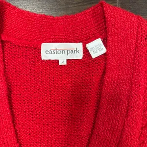 Women's Red Button Down Chunky Knit Sweater vest with pockets medium‎ thumbnail 2
