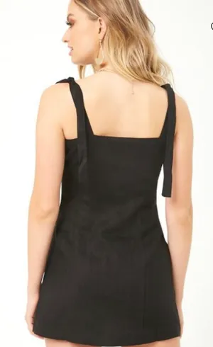 Forever 21 NWT  Black Linen Button-Front Dress - M thumbnail 3