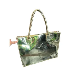 Golden metallic shoulder Handbag unbranded 15x12” Gold thumbnail 2