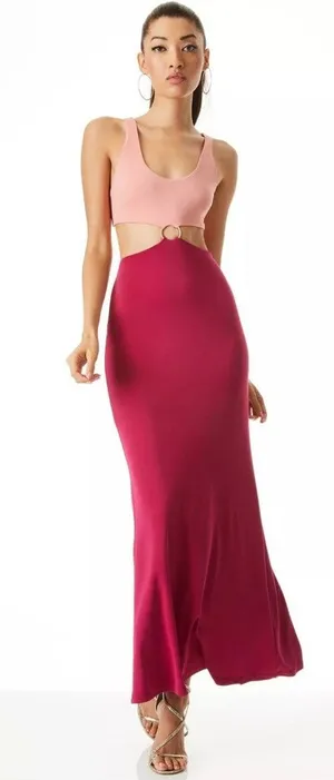 alice + olivia Arizona Cutout O-Ring Maxi Dress Womens Size 12 thumbnail 1