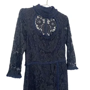 Alexis‎ Fiorenza Guipure Lace Navy Black Mock Neck Midi Length Dress thumbnail 4